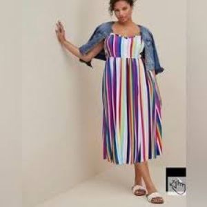 Torrid Size 2 Rainbow Midi Dress with Pockets